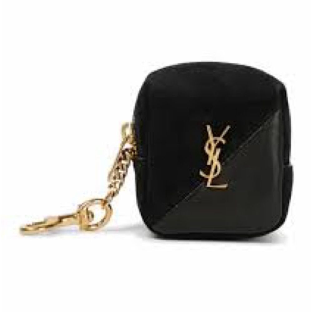 Brand New Ysl Black And Gold Keychain Pouch